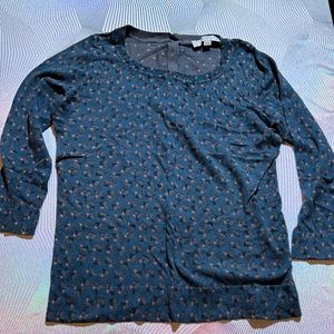 LOFT cardigan, green print, size S